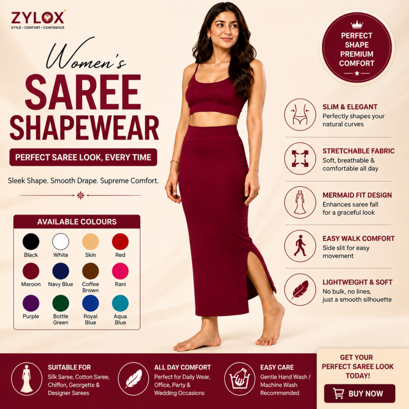 Women’s saree shaper stretchable mermaid fit petticoat for perfect saree look